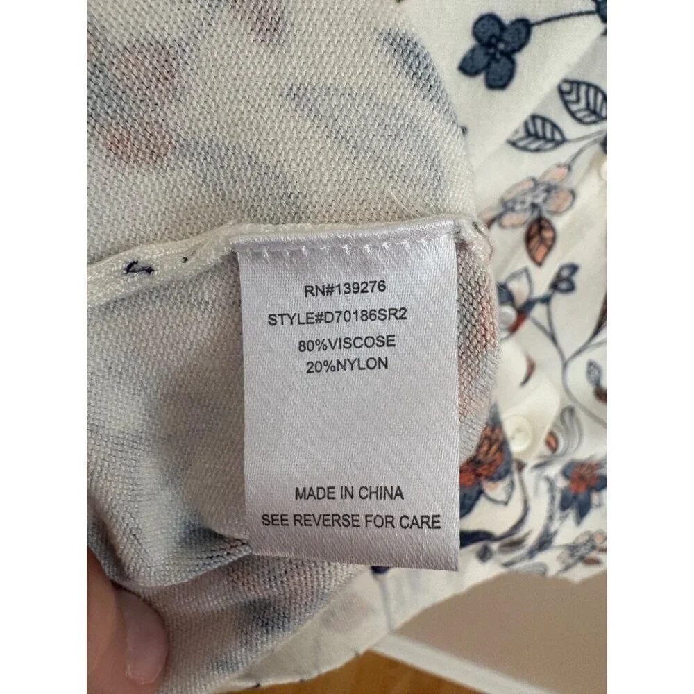 Daniel Rainn Ivory Fall Floral Print Button Front Cardigan Sweater Size Small - Picture 8 of 12